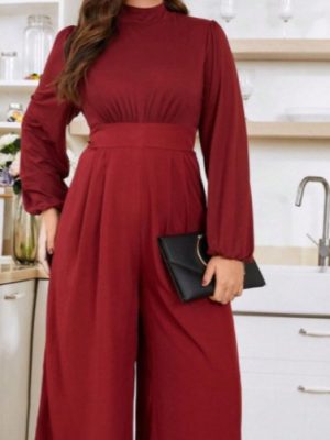 Spring Summer Plus Size Straight Loose High Waist Jumpsuit