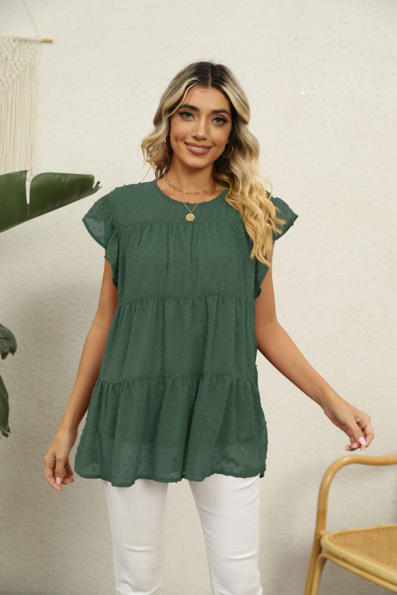 Comfortable Jacquard Loose Short-Sleeved Top - Image 2