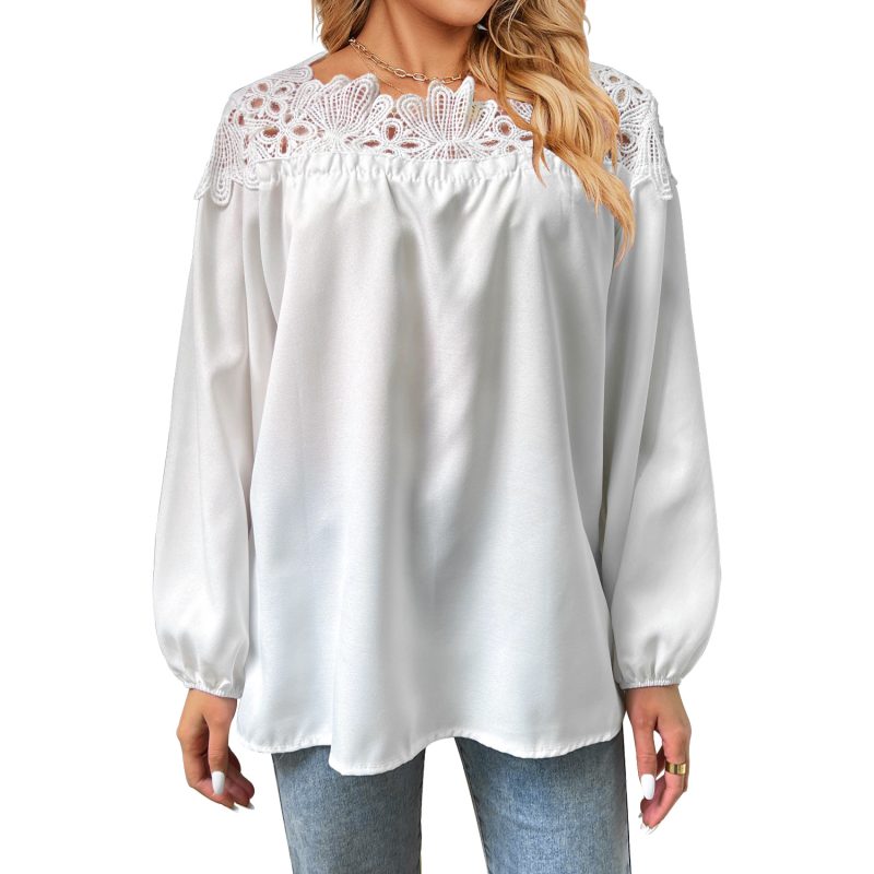Summer Lace Top: Stylish Bishop Sleeves - Image 2