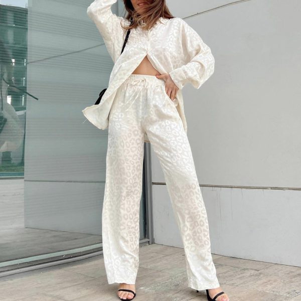 Women's Spring Autumn Long Sleeve Shirt and Loose Trousers Two-Piece Set - Image 4