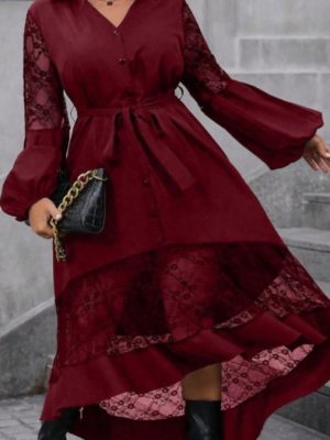 Plus Size Lace Stitching Dress for Women