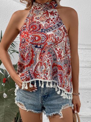 Summer Sleeveless Tassel Halter Ethnic Vest: Embrace Boho Chic