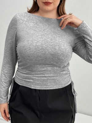 Plus Size Long-Sleeved Slim Fit Inner Bottoming Shirt for Office Wear