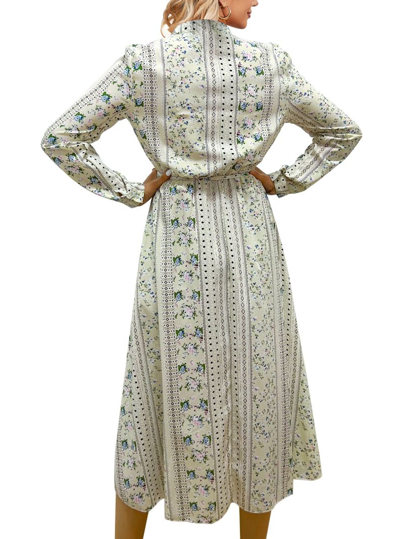 Holiday Floral Dress: Elegant Lace-Up Design - Image 3