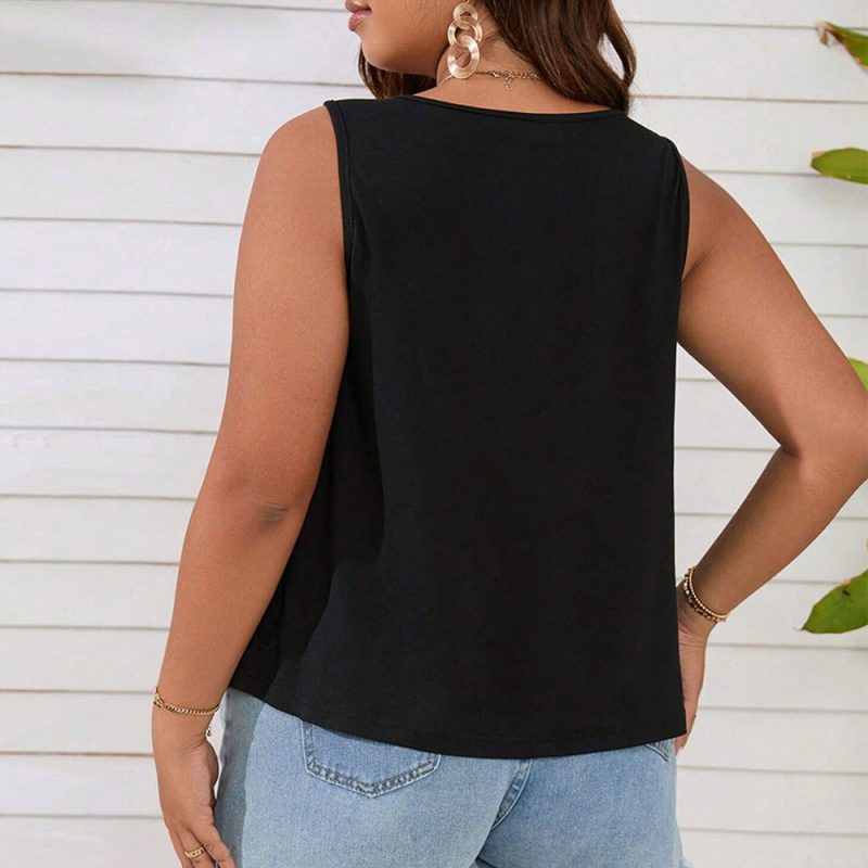 Plus Size U Neck Sleeveless Knitted Vest Top - Image 2