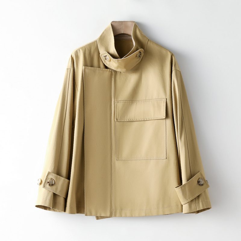 Korean Profile Loose Cargo Trench Coat - Image 2
