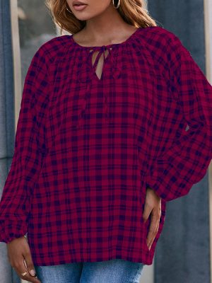 Casual Long-Sleeved V-Neck Plaid Overshirt for Women