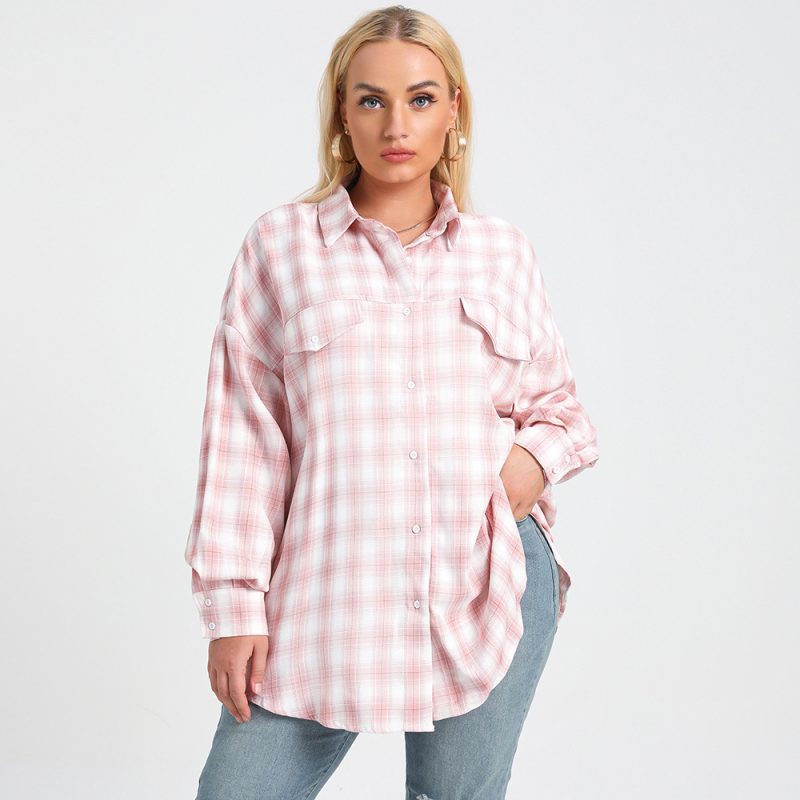 Plus Size Plaid Oversized Shirt - Image 2