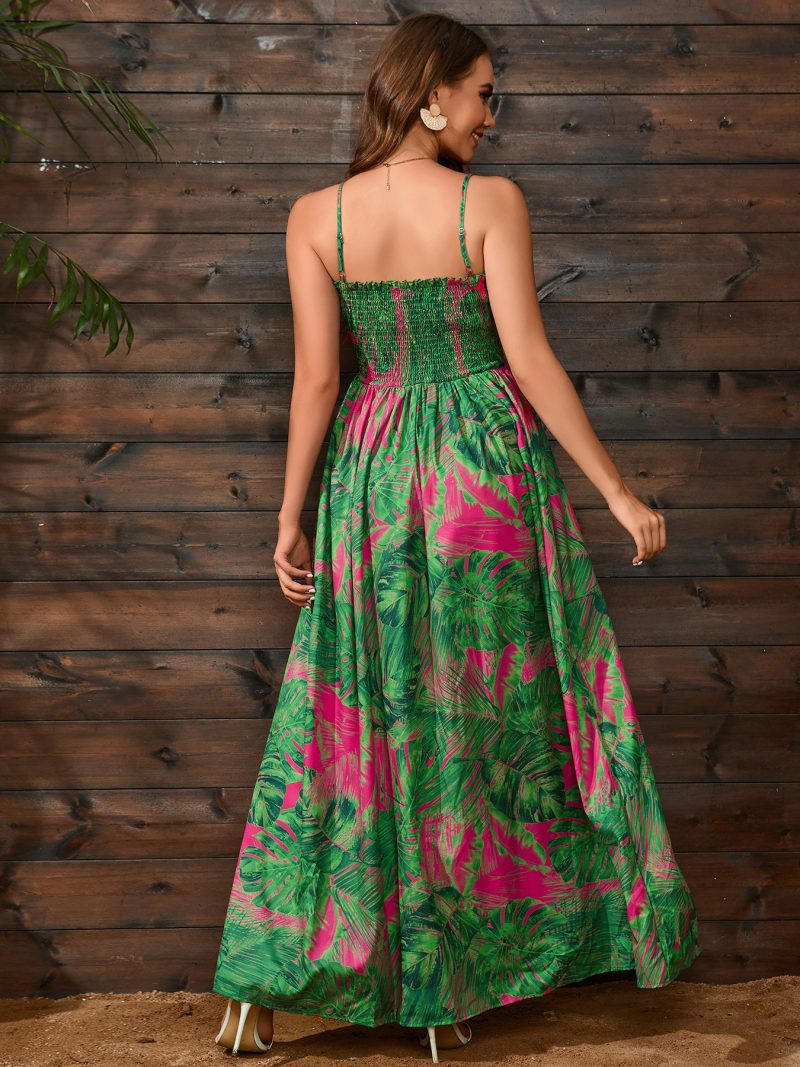 Women Clothing Printed Sexy Suspenders Backless Dress Bohemian Dress - Image 2