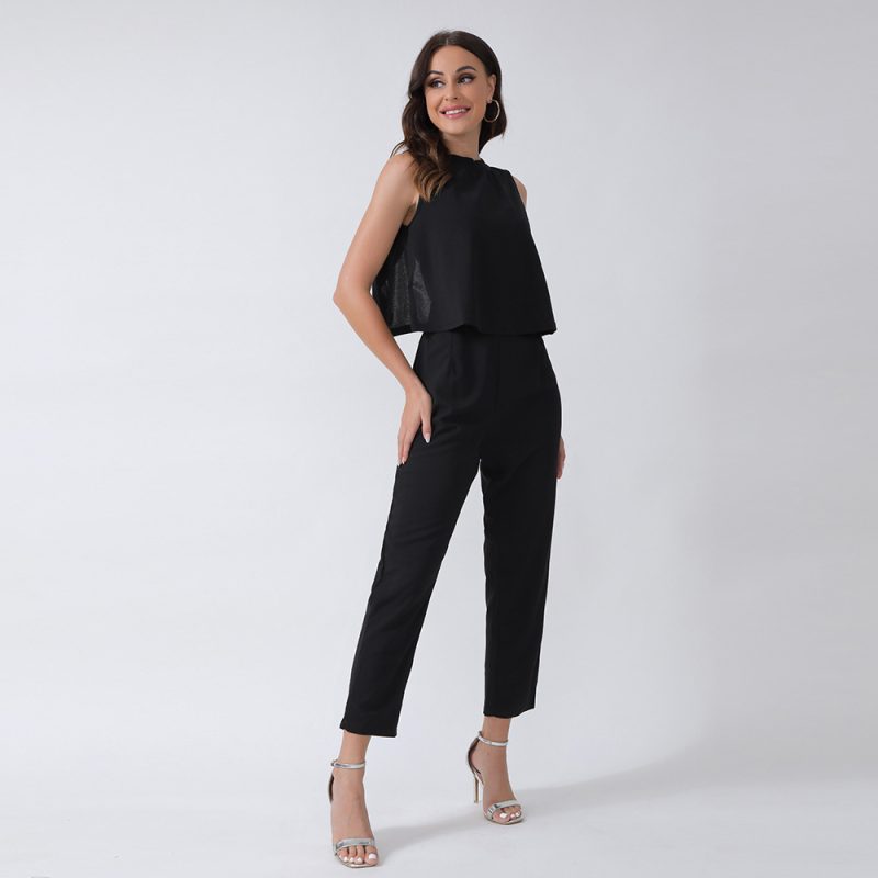 Women Sleeveless Backless Button Set - Image 4