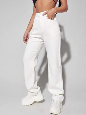 High Waist White Wide Leg Jeans