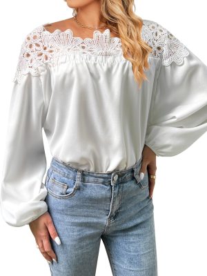 Summer Lace Top: Stylish Bishop Sleeves