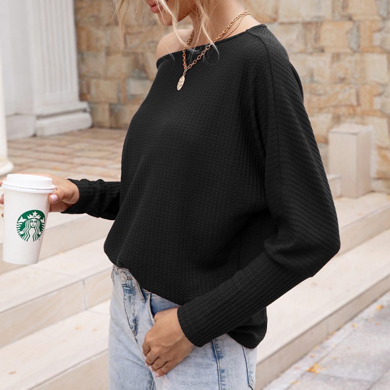 Spring Off-Shoulder Long Sleeve T-Shirt for Women - Image 2