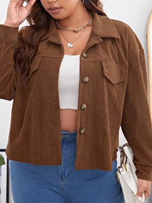 Plus Size Autumn Winter Corduroy Jacket