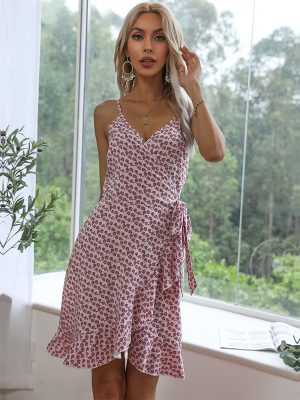 Irregular Asymmetric Printed Slip Dress for Summer Adventures