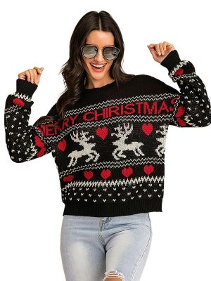 Women’s Winter Red Knitted Christmas Sweater