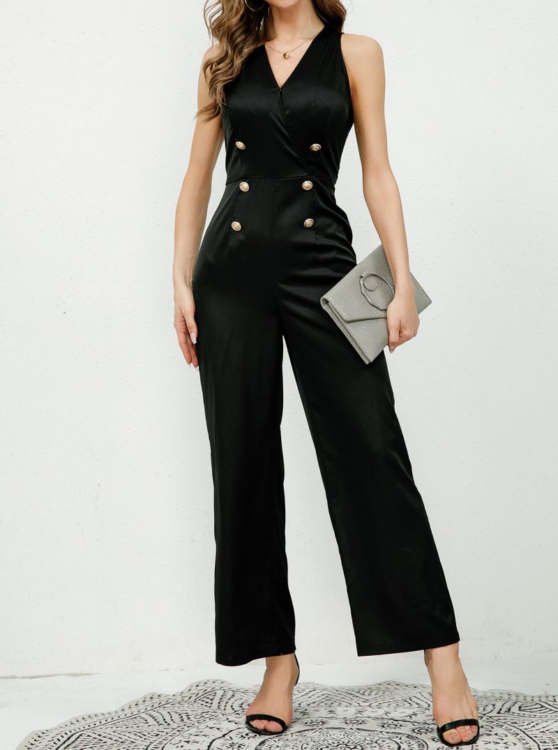 Summer Sleeveless V-Neck Figure-Flattering Jumpsuit for Women - Image 3