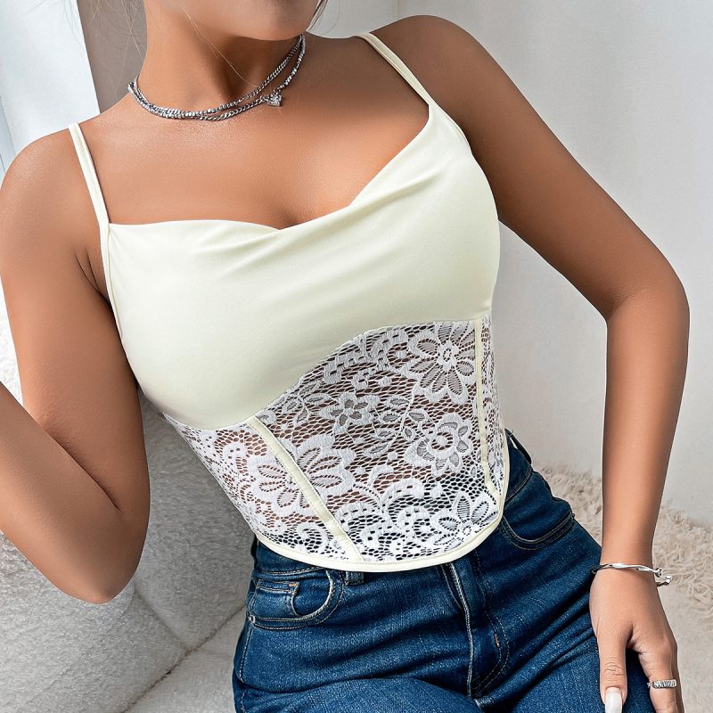 French Lace Pattern See-Through Camisole - Image 3