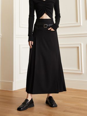 Dark High Waist Street Snap Skirt