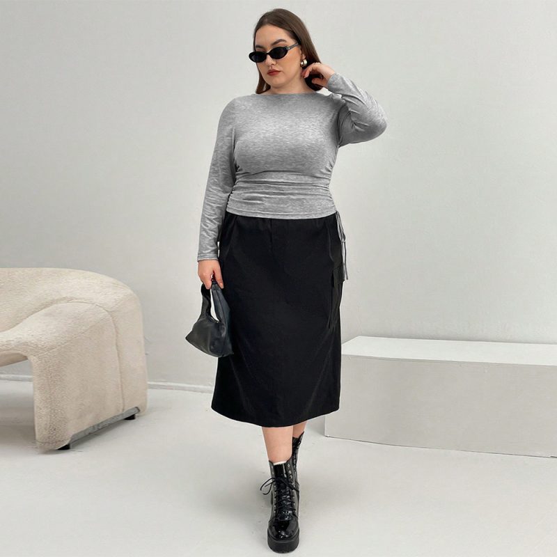 Plus Size Long-Sleeved Slim Fit Inner Bottoming Shirt for Office Wear - Image 2