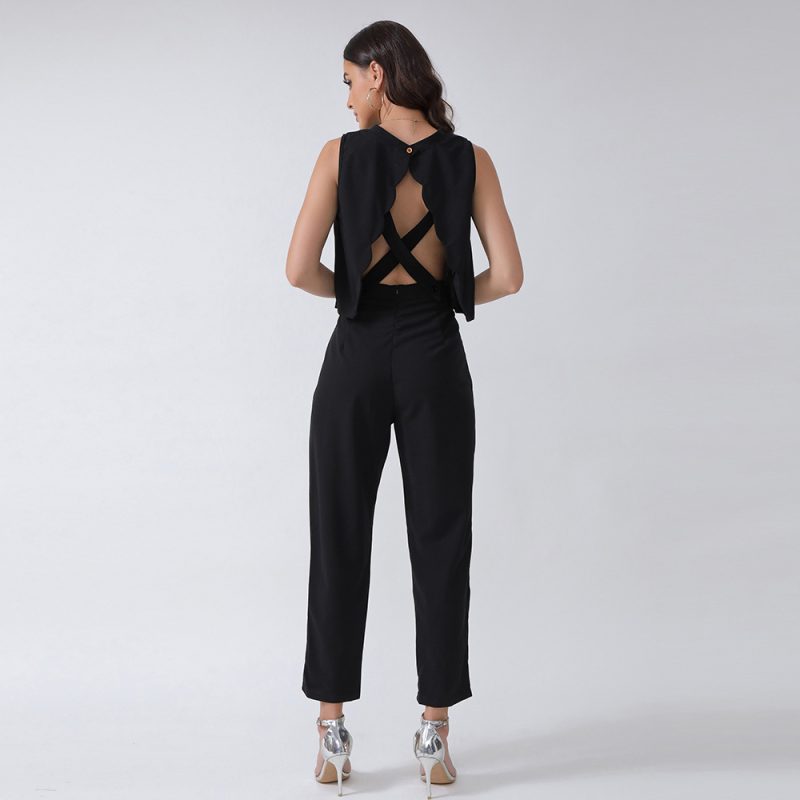 Women Sleeveless Backless Button Set - Image 5