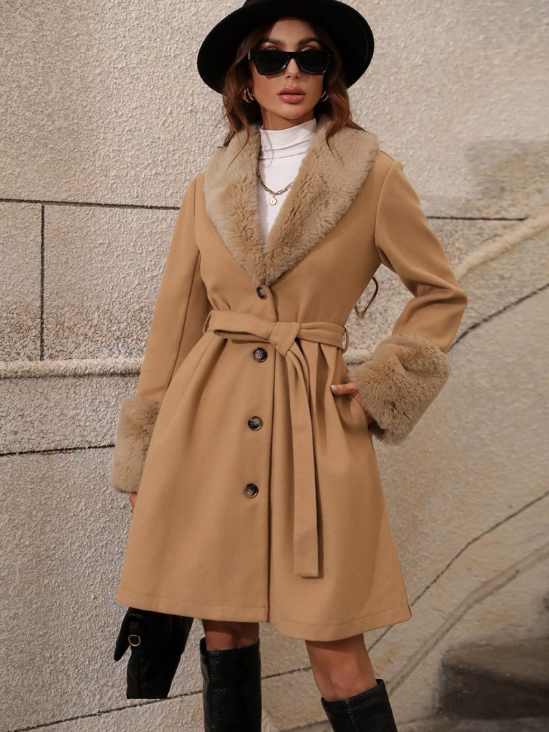 Mid-Length Collared Single-Breasted Trench Coat with Strap Detail - Image 2