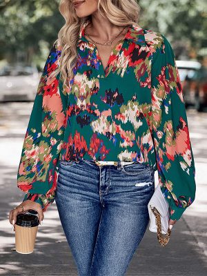 Chic Long-Sleeved Printed Shirt for Autumn Elegance