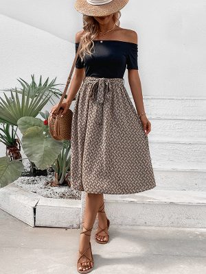 Off-Shoulder Color Matching Dress: Summer Elegance