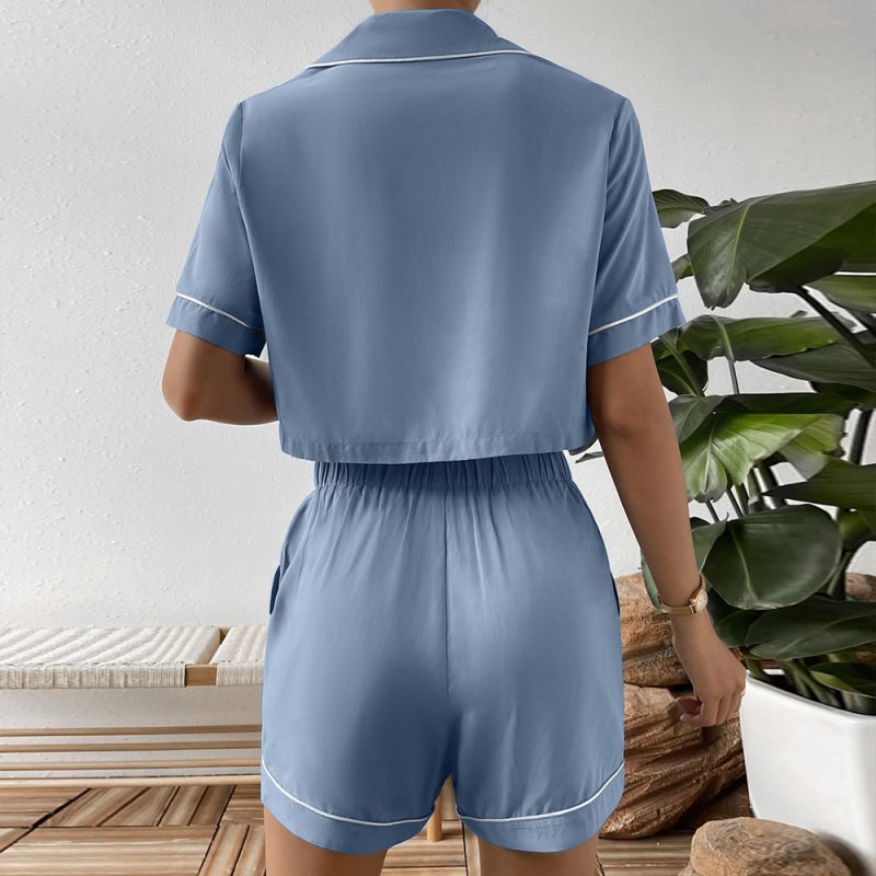 Casual Comfortable Short-Sleeved Shirt and Shorts Home Wear Suit for Women - Image 2