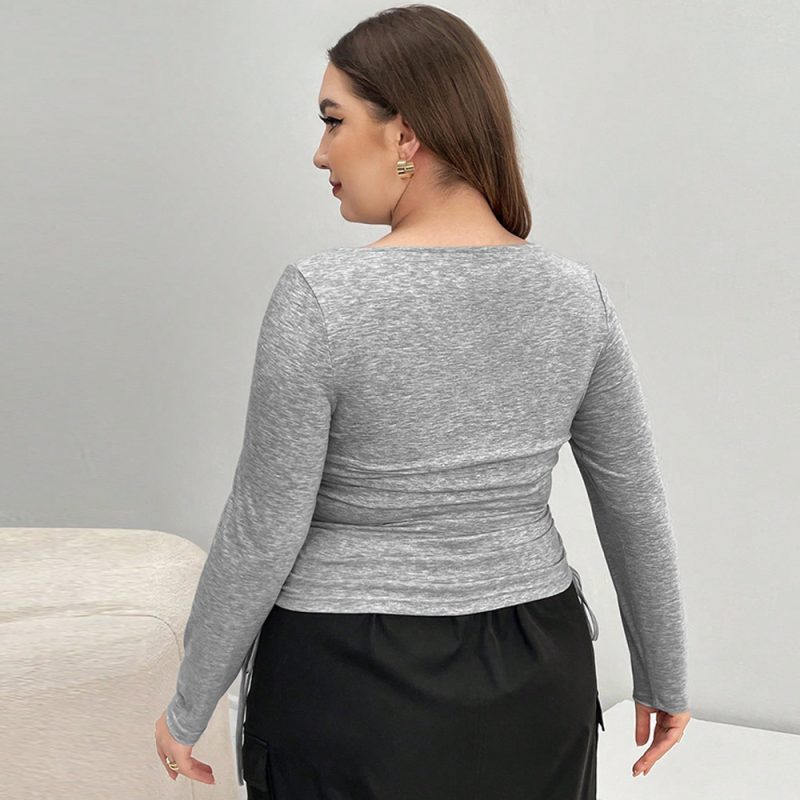 Plus Size Long-Sleeved Slim Fit Inner Bottoming Shirt for Office Wear - Image 3