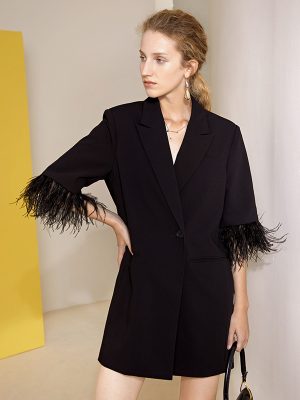 Tassel V-neck Blazer Dress