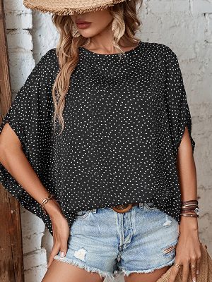 Summer Printed Black Shirt for Women