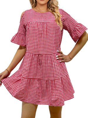 Women’s Off-The-Shoulder Dress: Summer Plaid