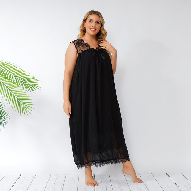 Plus Size Lace Sleeveless Nightdress - Image 4