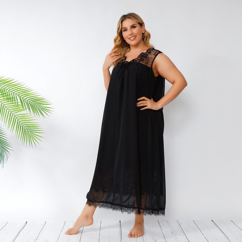 Plus Size Lace Sleeveless Nightdress - Image 3
