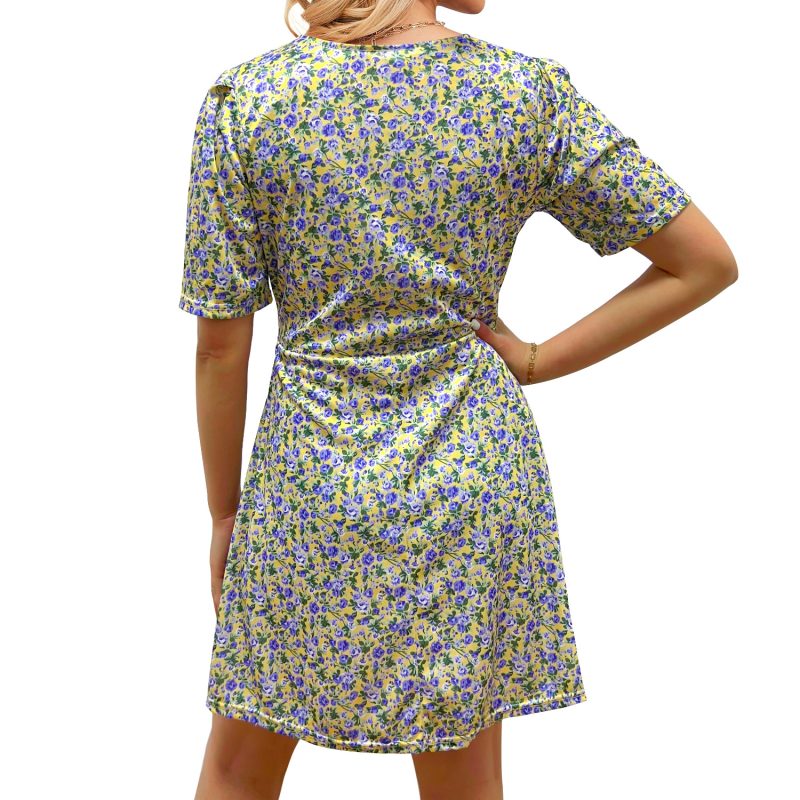 A-Line Lace-Up Printed Dress: Chic V-Neck - Image 3