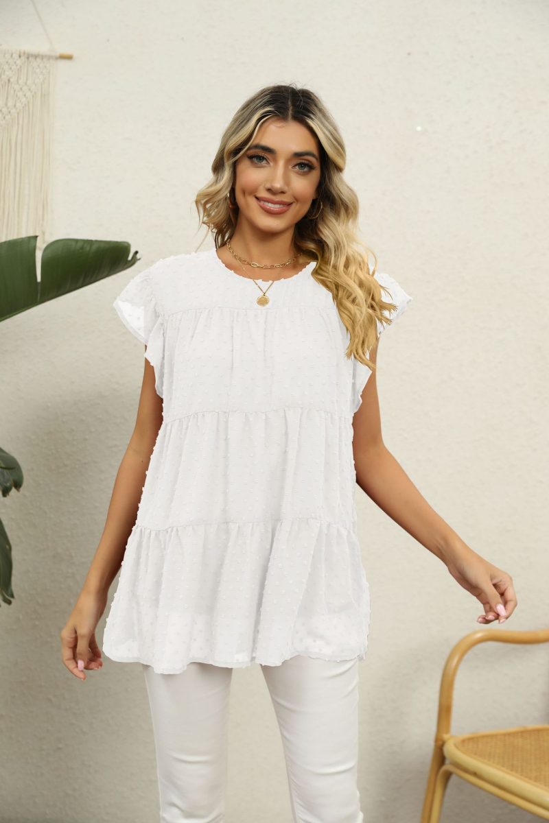 Comfortable Jacquard Loose Short-Sleeved Top - Image 4