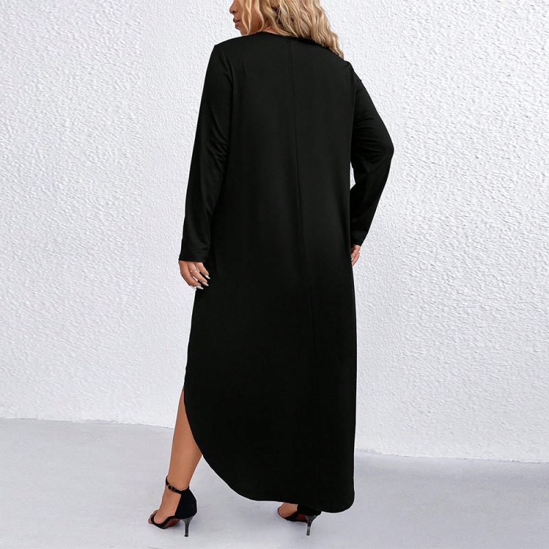 Plus Size Loose Casual Lace Stitching Dress for Belly Coverage - Image 3