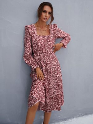 Long Sleeve Square Collar Dress for Spring