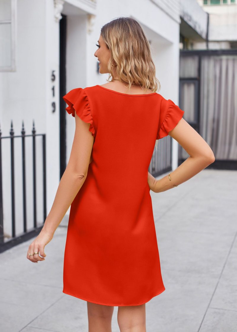 Chic Summer V-Neck Puff Sleeve Comfort Dress - Image 6