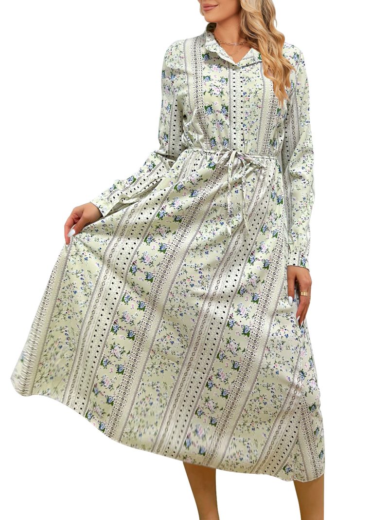 Holiday Floral Dress: Elegant Lace-Up Design - Image 4