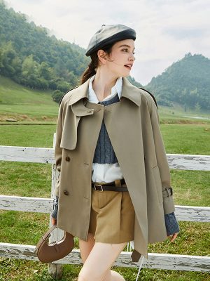 Spring Autumn High Sense Elegant Trench Coat