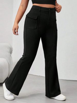 Plus Size Street Sexy Retro Flip Pocket Slim Flare Pants