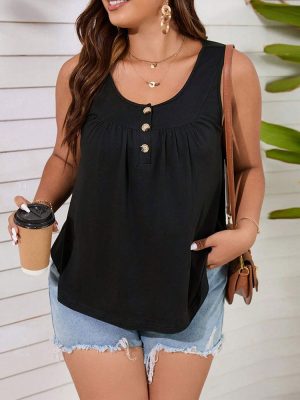 Plus Size U Neck Sleeveless Knitted Vest Top