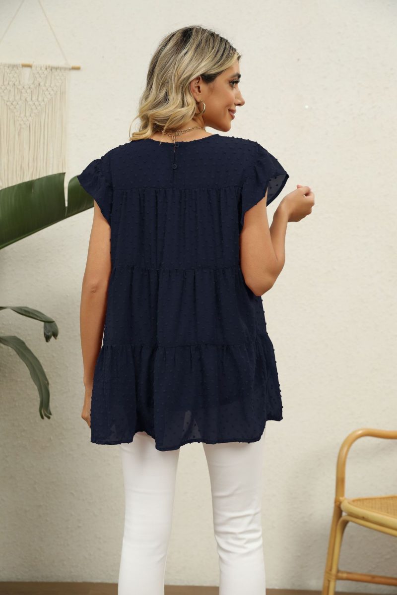 Comfortable Jacquard Loose Short-Sleeved Top - Image 6