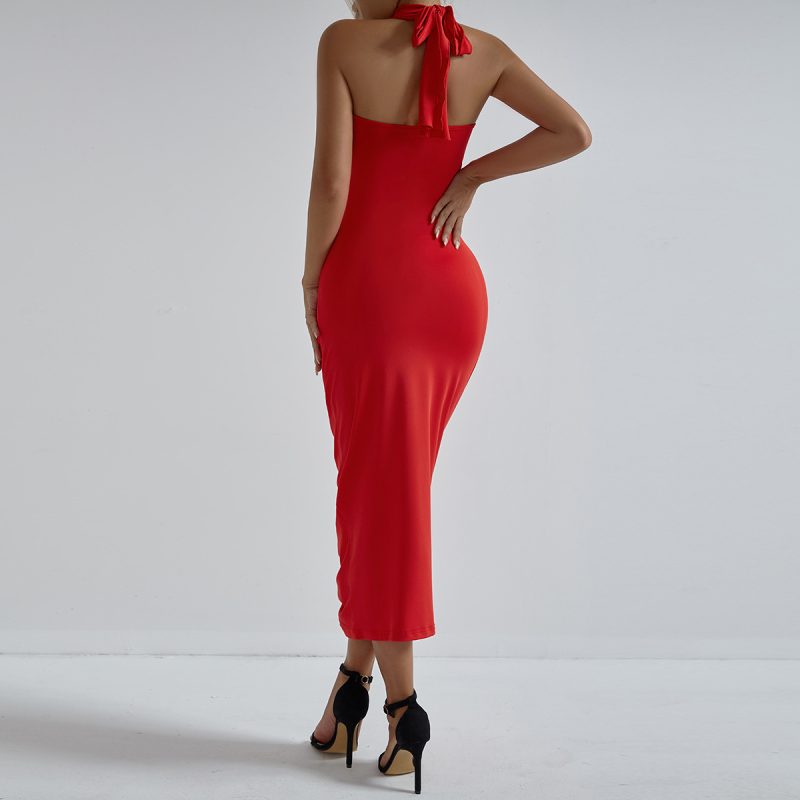 Fashionable Floral Cross Halter Dress - Image 4