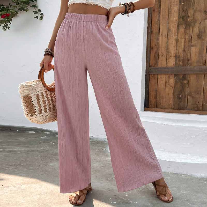 Casual Trousers Loose Slimming Crumpled Wide Leg Pants - Image 2