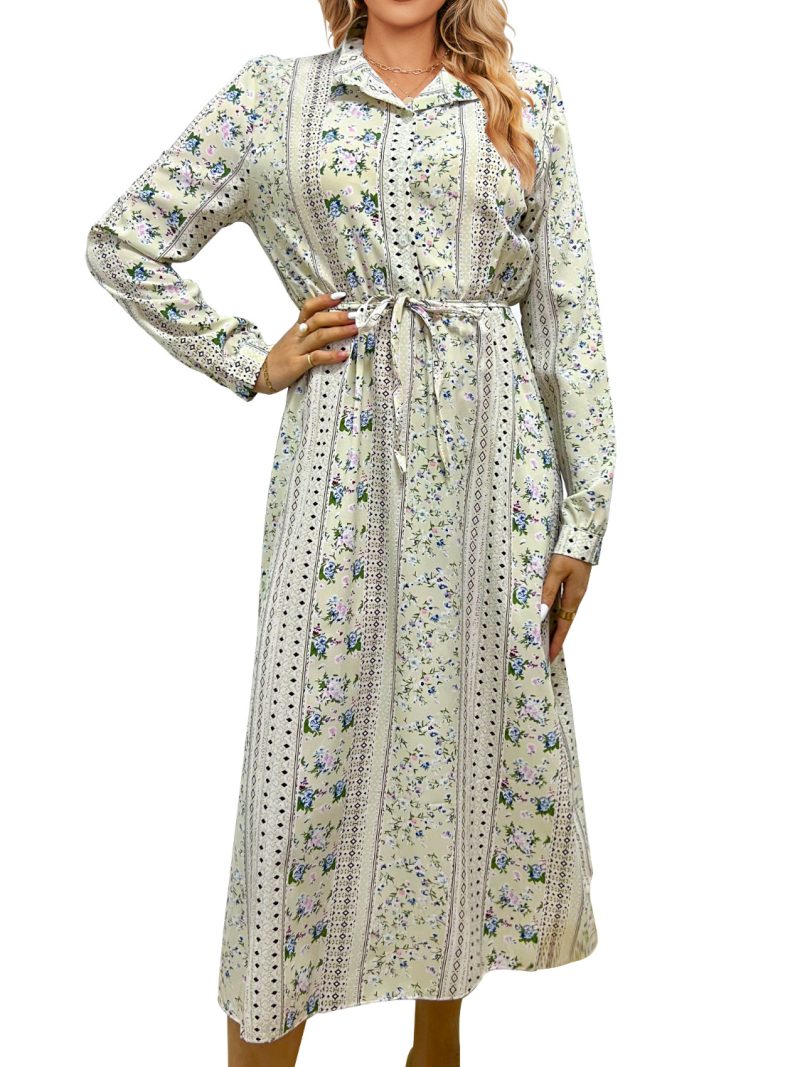 Holiday Floral Dress: Elegant Lace-Up Design - Image 2