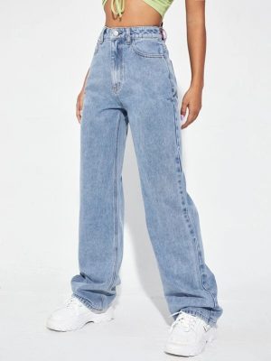 Women’s Light Blue Slim Straight Jeans: Summer Chic