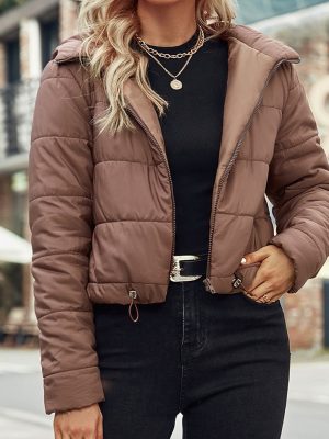 Casual Zipper Cotton Hooded Jacket for Women